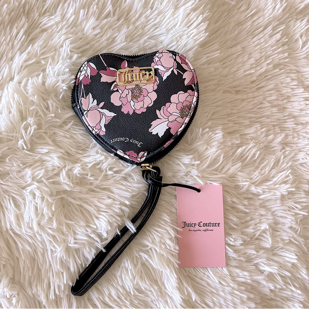 Juicy Couture floral print Heart Shaped Coin Purse